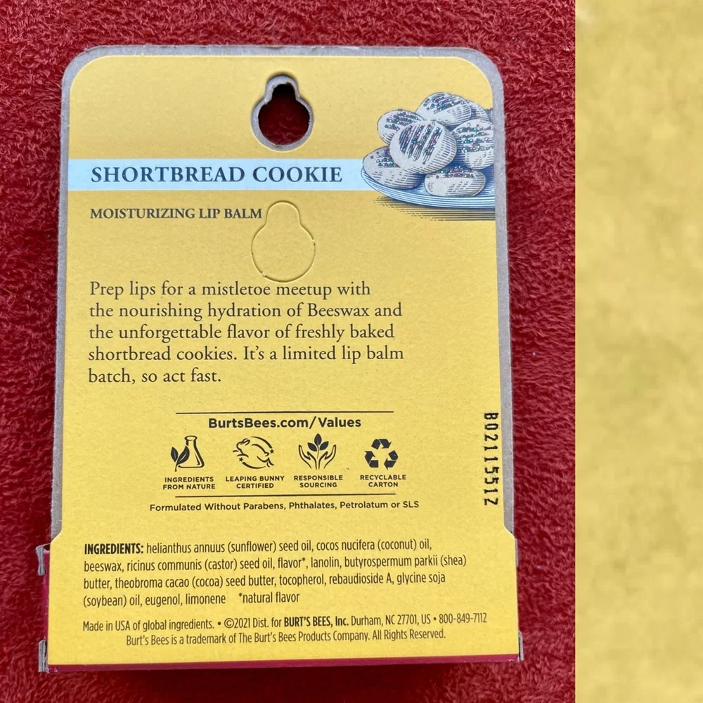 Limited Edition BURT’S BEES New in Box SHORTBREAD COOKIE Moisturizing LIP BALM
